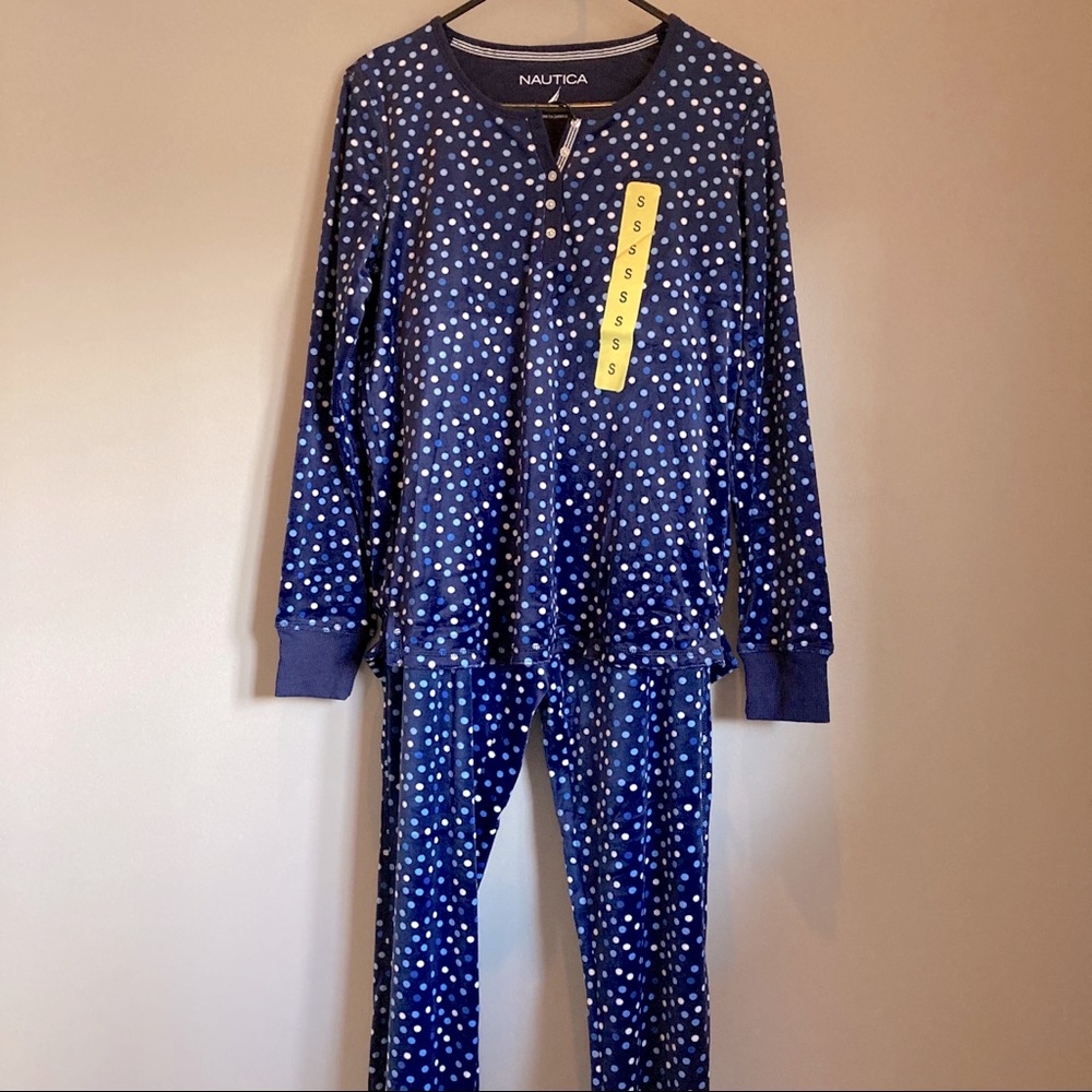 Nautica Navy and White Polka Dot Pajama Set - NWT